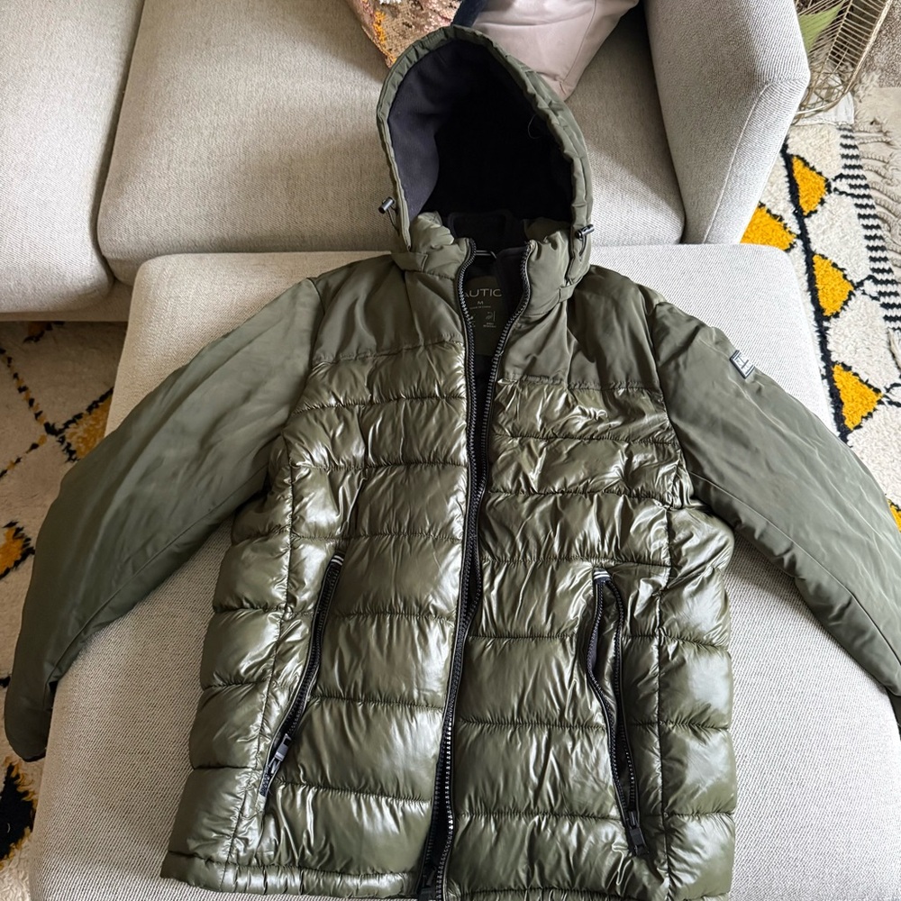 Nautica Olive Green Puffer Jacket